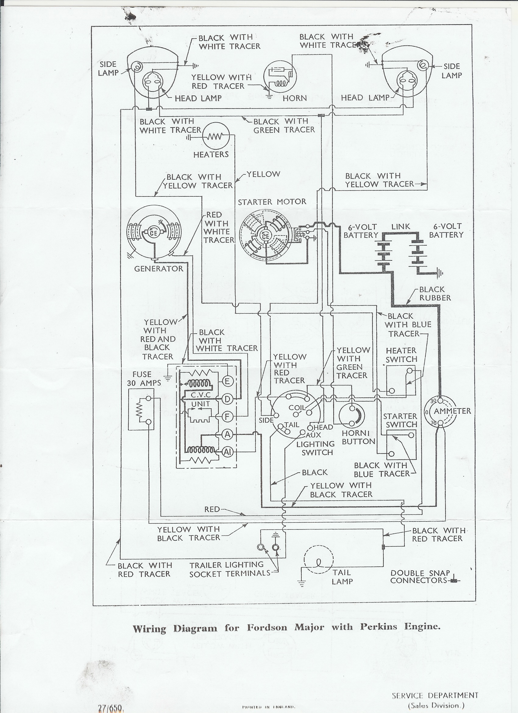 Fordson Major Wiring Diagram. the fordson tractor pages